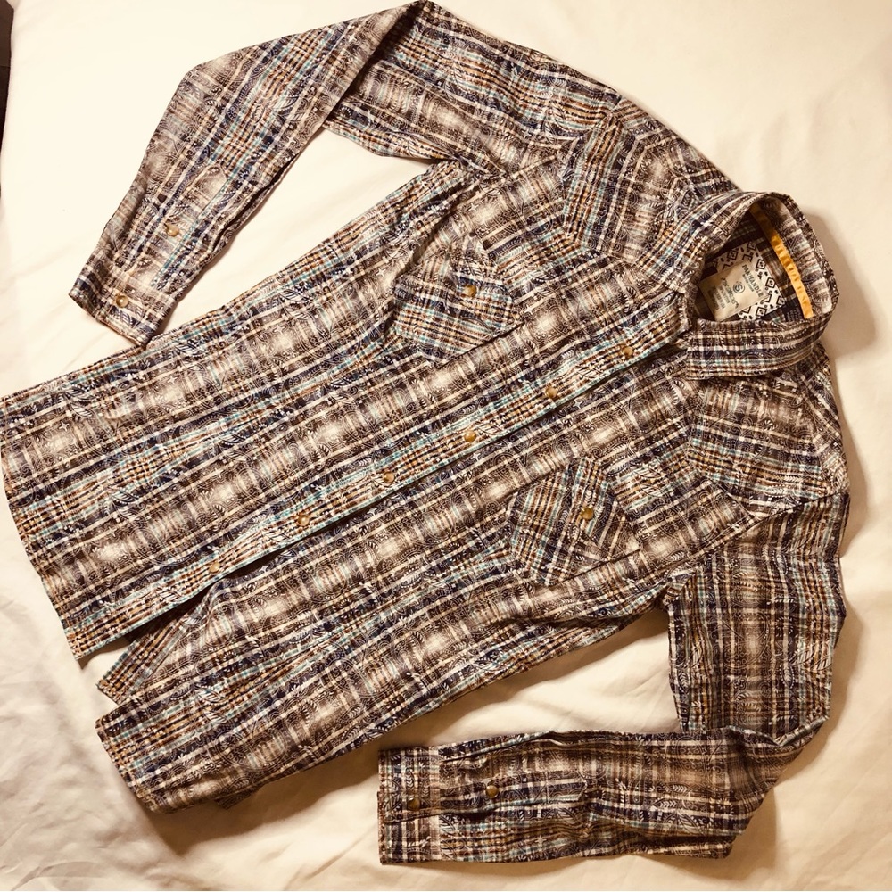 PANHANDLE ROUGH STOCK Western Shirt Womens Size Small brown new